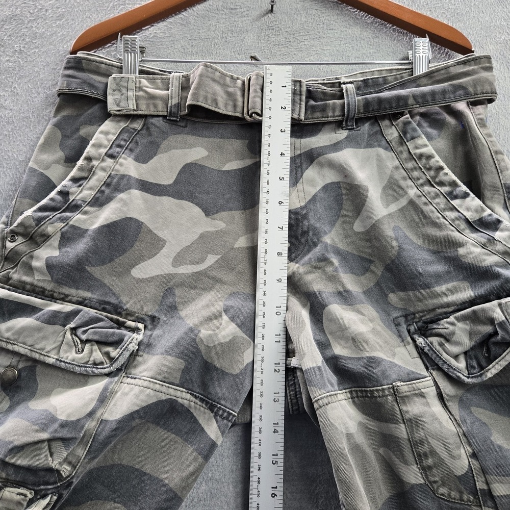 Armani Exchange Men Shorts 32 Gray Cargo Camouflage Belted Grunge Skater Y2K - Picture 6 of 10